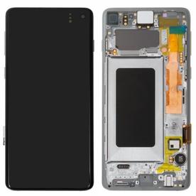 LCD Дисплей за Samsung SM-G973F  Galaxy S10 + Тъч скрийн и рамка  Бял 